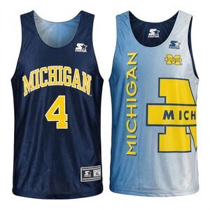 VTG 90s Starter Michigan Wolverines Reversible Jersey Tank Top Youth XL Adult S